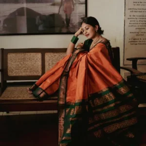 Kalyani cotton saree Orange