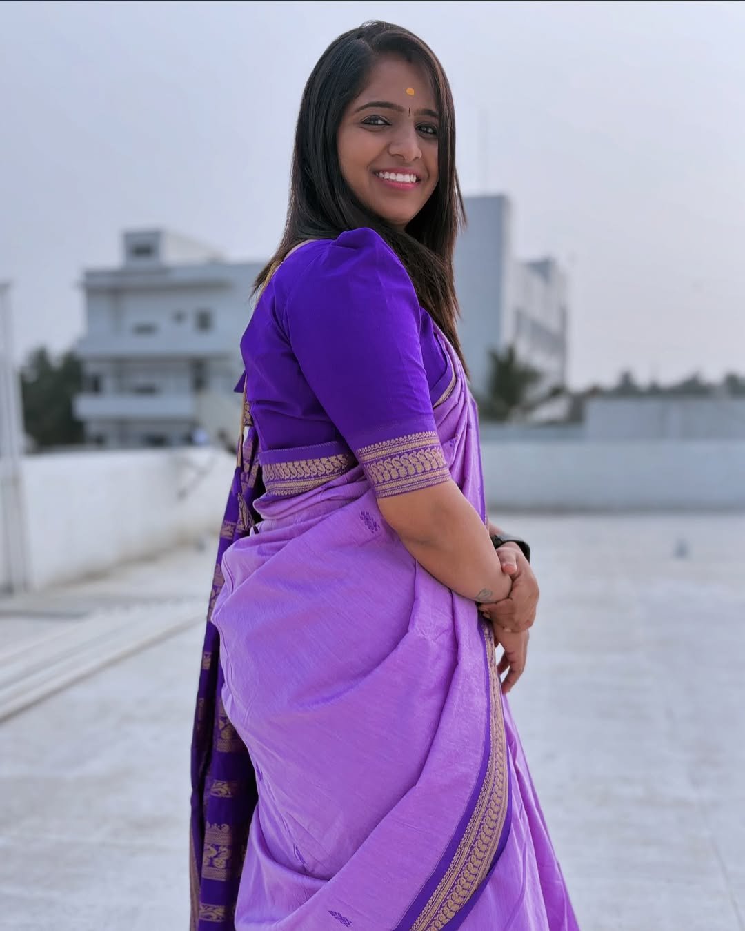 Lavendar kalyani cotton saree