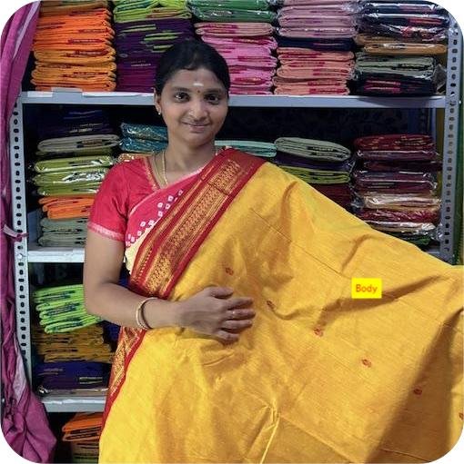 Yellow kalyani cotton saree