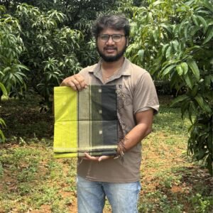 Peridot yellow Maheshwari cotton saree