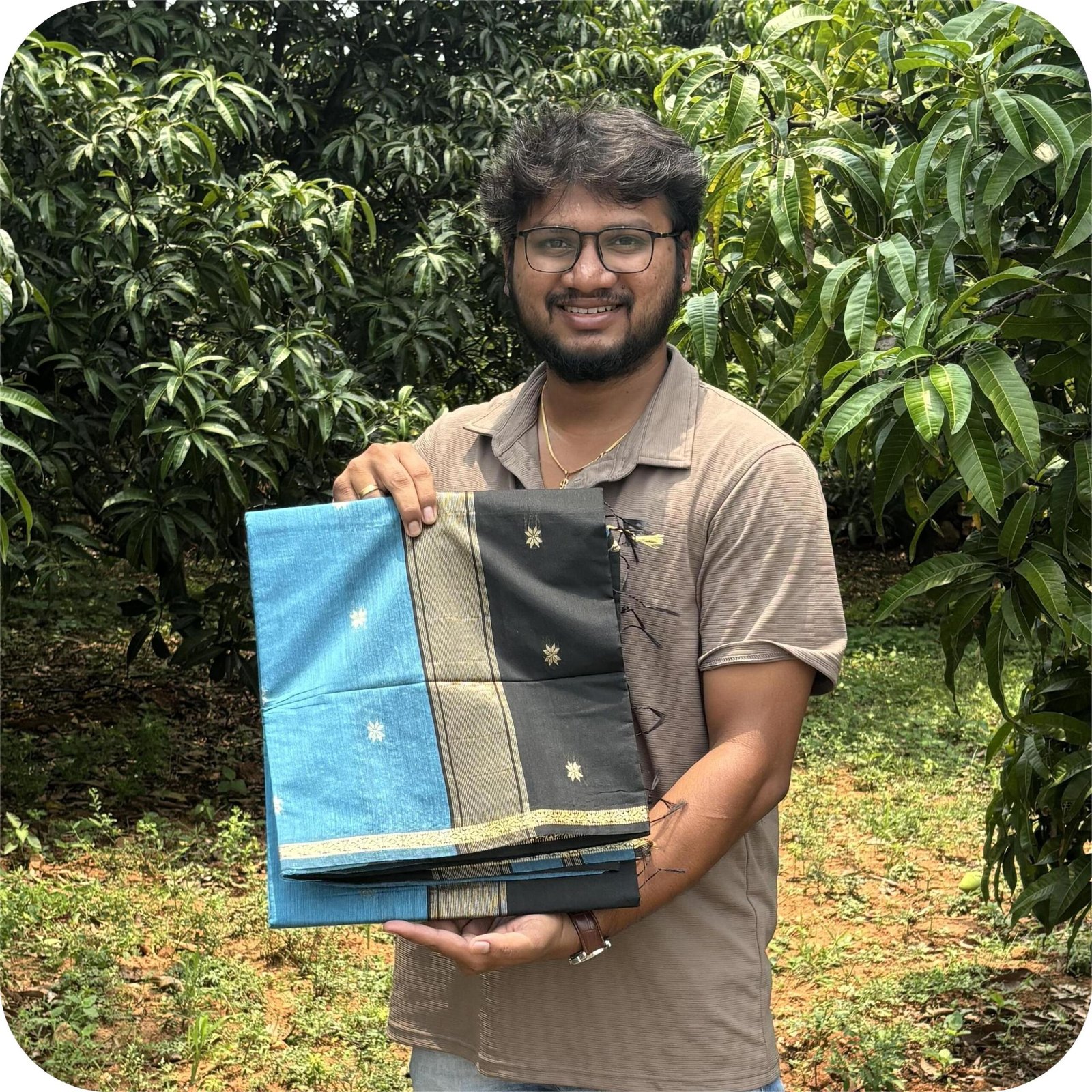 Skyblue maheshwari cotton saree