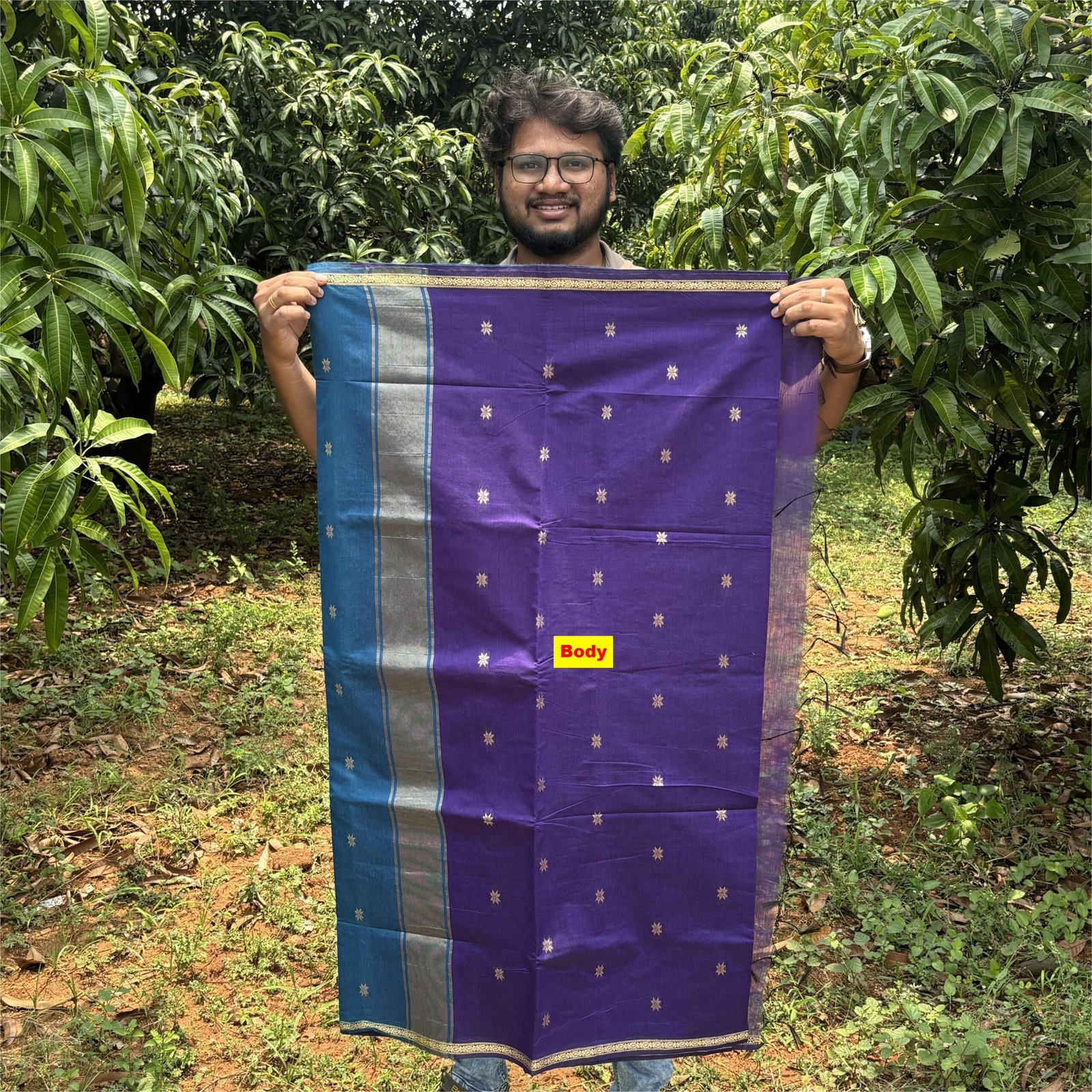 Elegance Violet colour Maheshwari silk cotton saree - Image 3