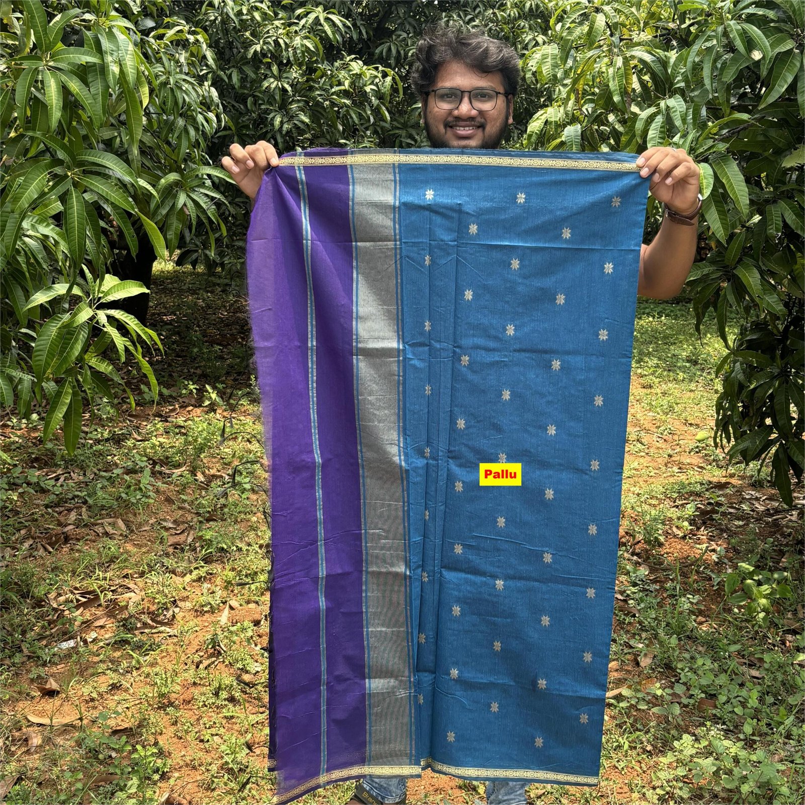 Elegance Violet colour Maheshwari silk cotton saree - Image 2