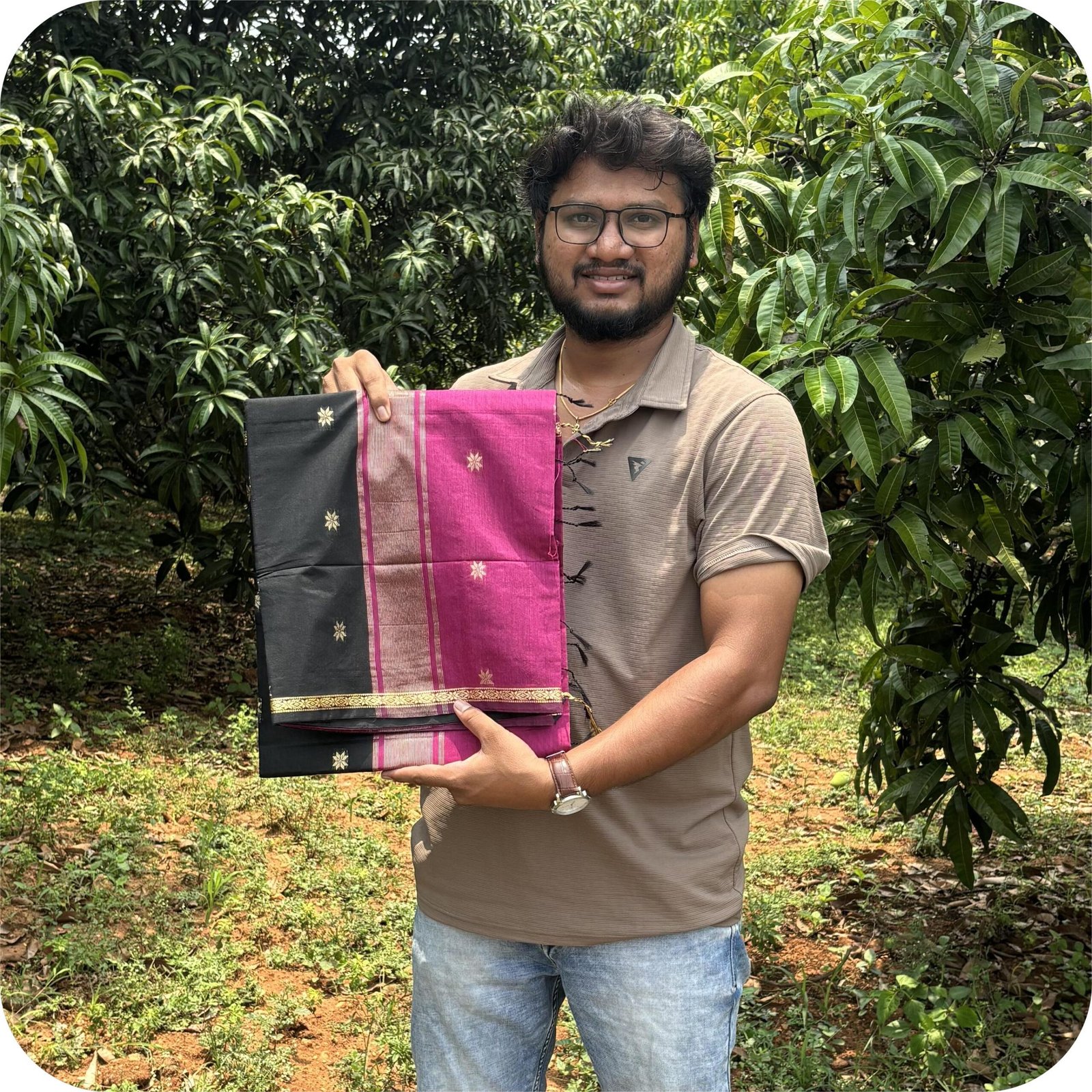 Maheshwari Black with rose