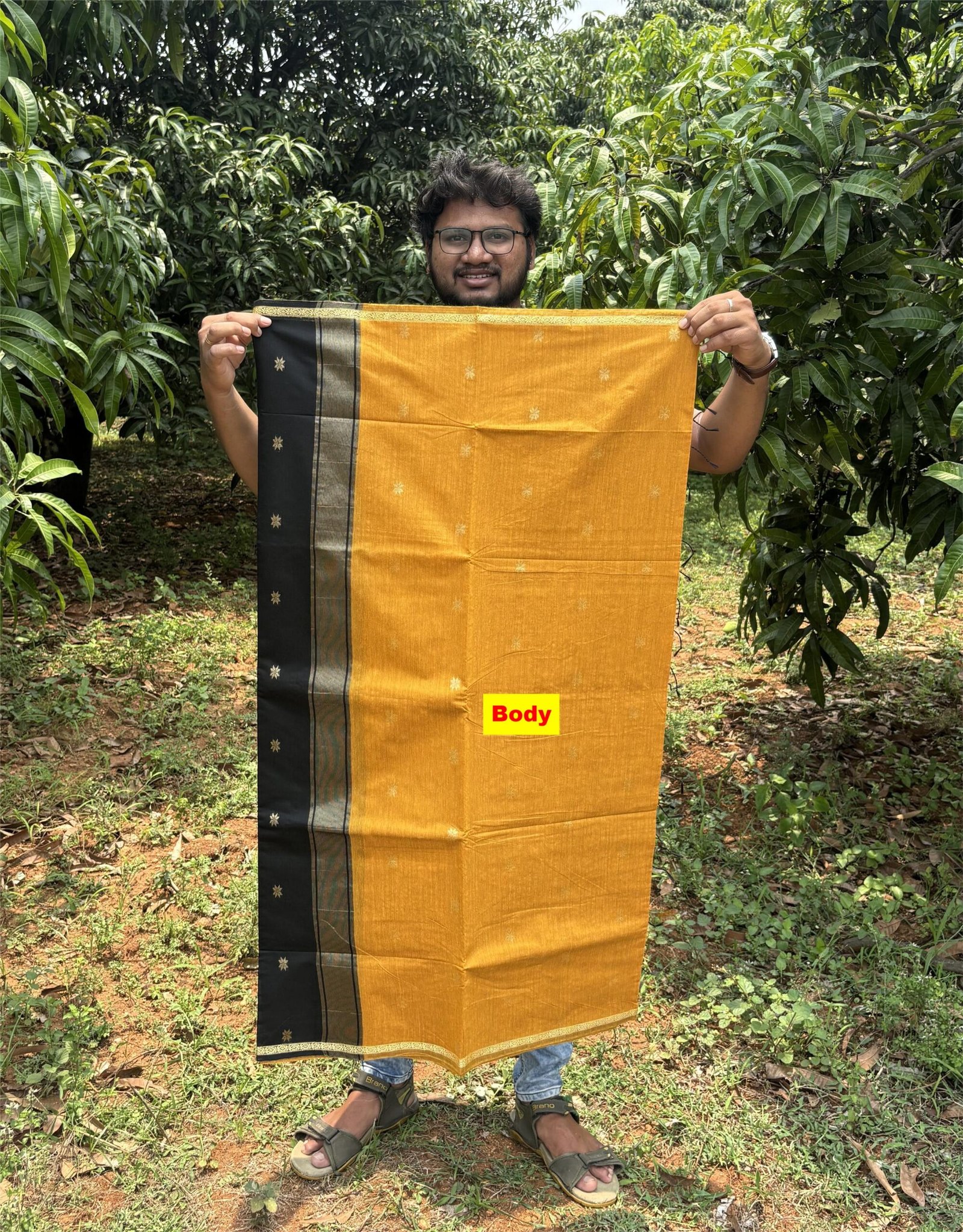 Dark yellow with black maheshwari Body