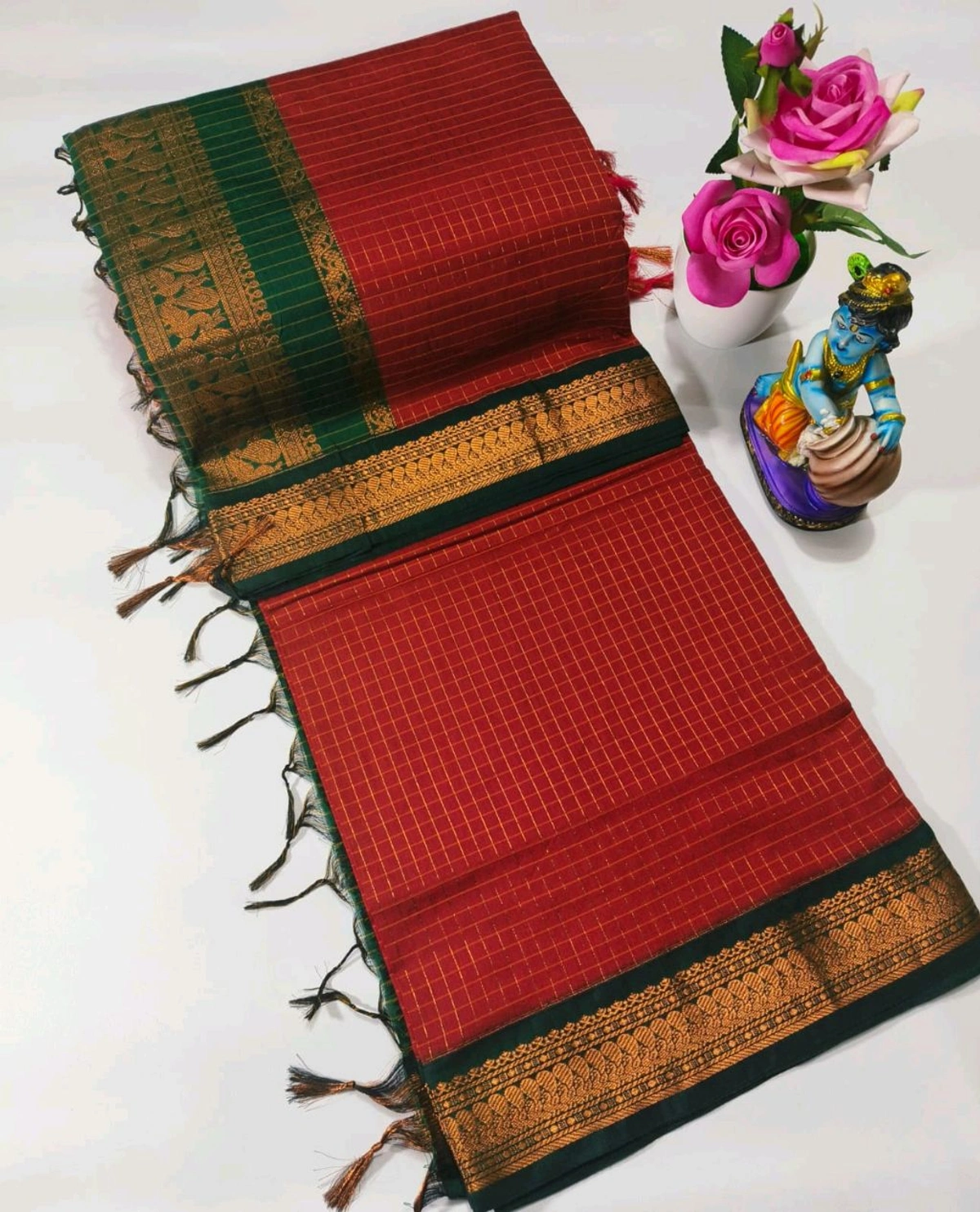 Checked Cotton saree