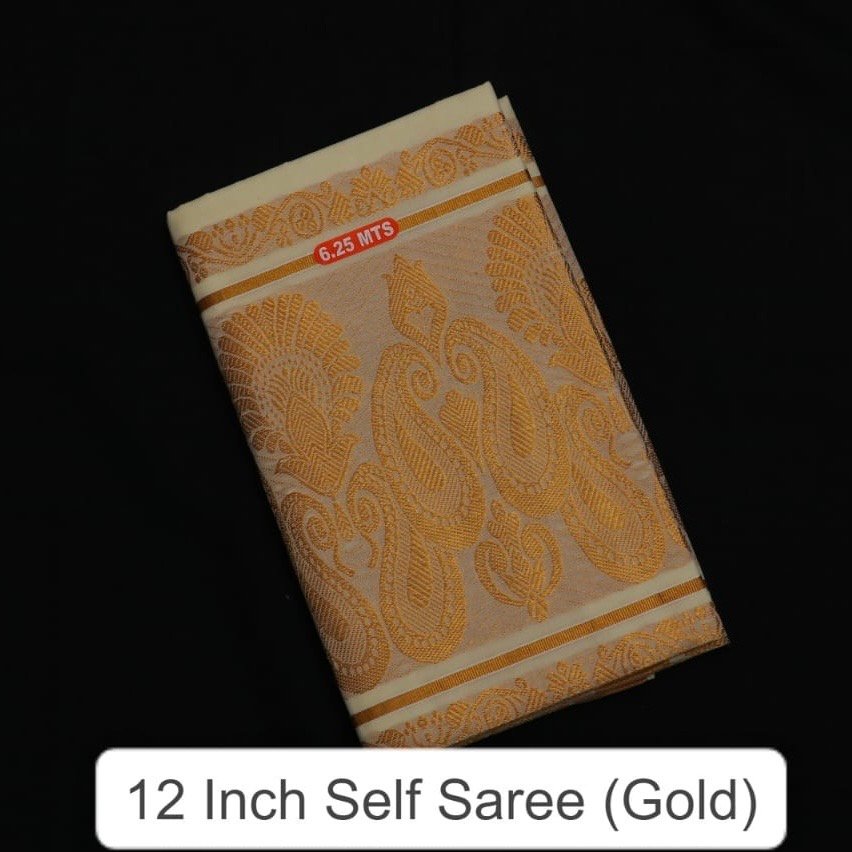 Kerala Traditional 12 Inch self kasavu saree