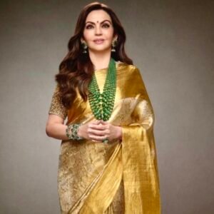 Nita Ambani Mam Inspired Golden Soft Tissue Silk Saree
