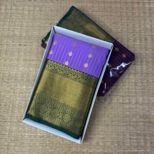 Kanjivaram Vaira oosi semi silk - Lavender With BGreen
