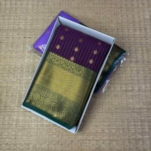 Kanjivaram Vaira oosi semi silk - Purple With BGreen