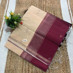 Elegance Sandal with maroon Maheshwari cotton saree