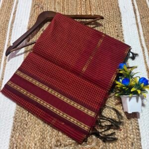 Arani checks cotton saree - Red - From saree manufacturer