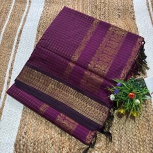 Checked Kalyani cotton - Self colour Mejanta saree manufacturer