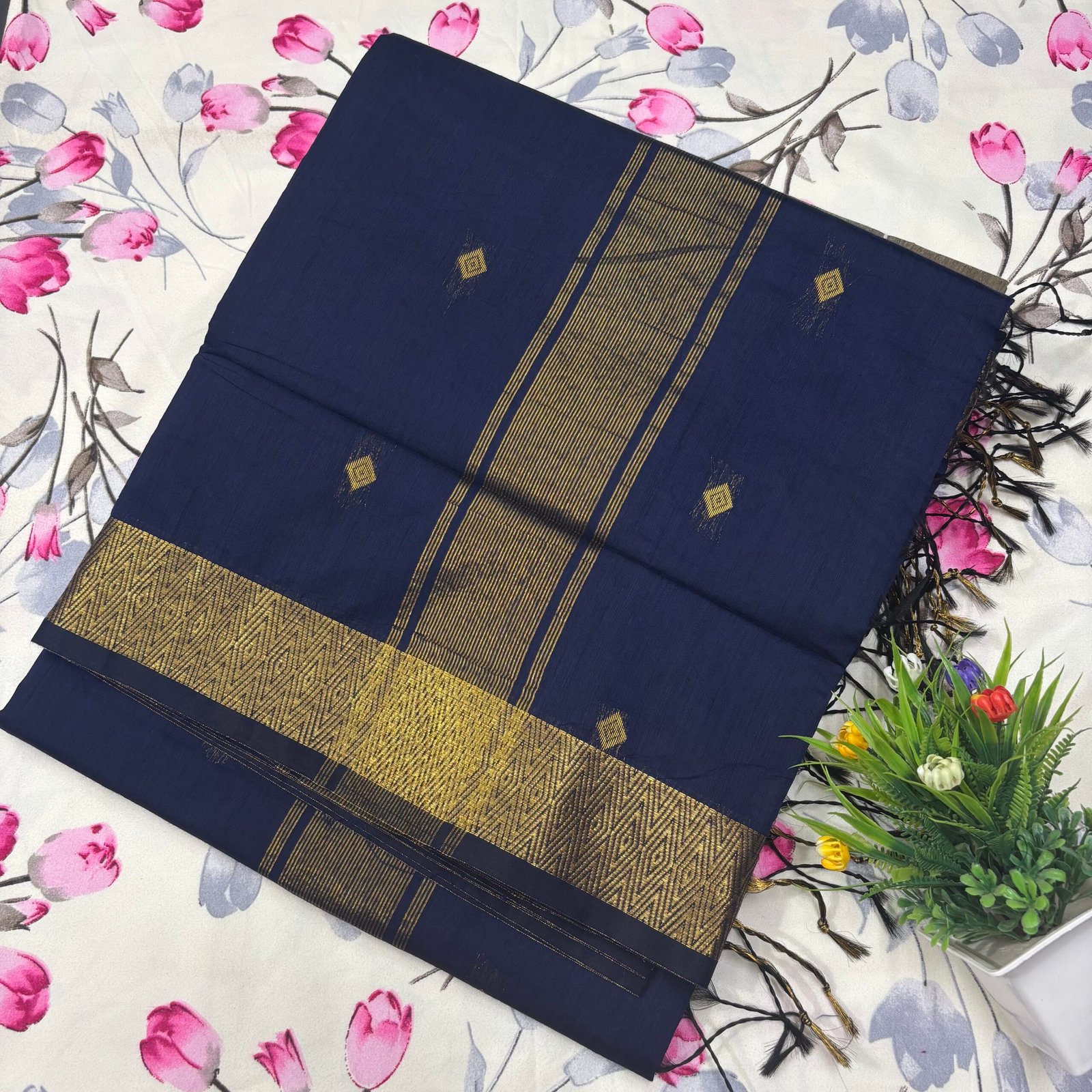 Navy blue nayanthara cotton saree