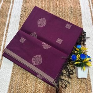 Kota striped cotton saree - Purple