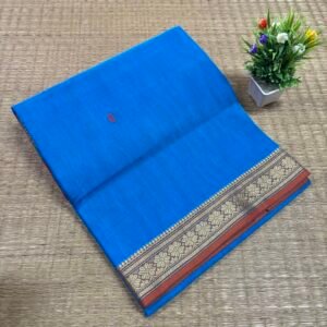 Sky-blue paper cotton saree