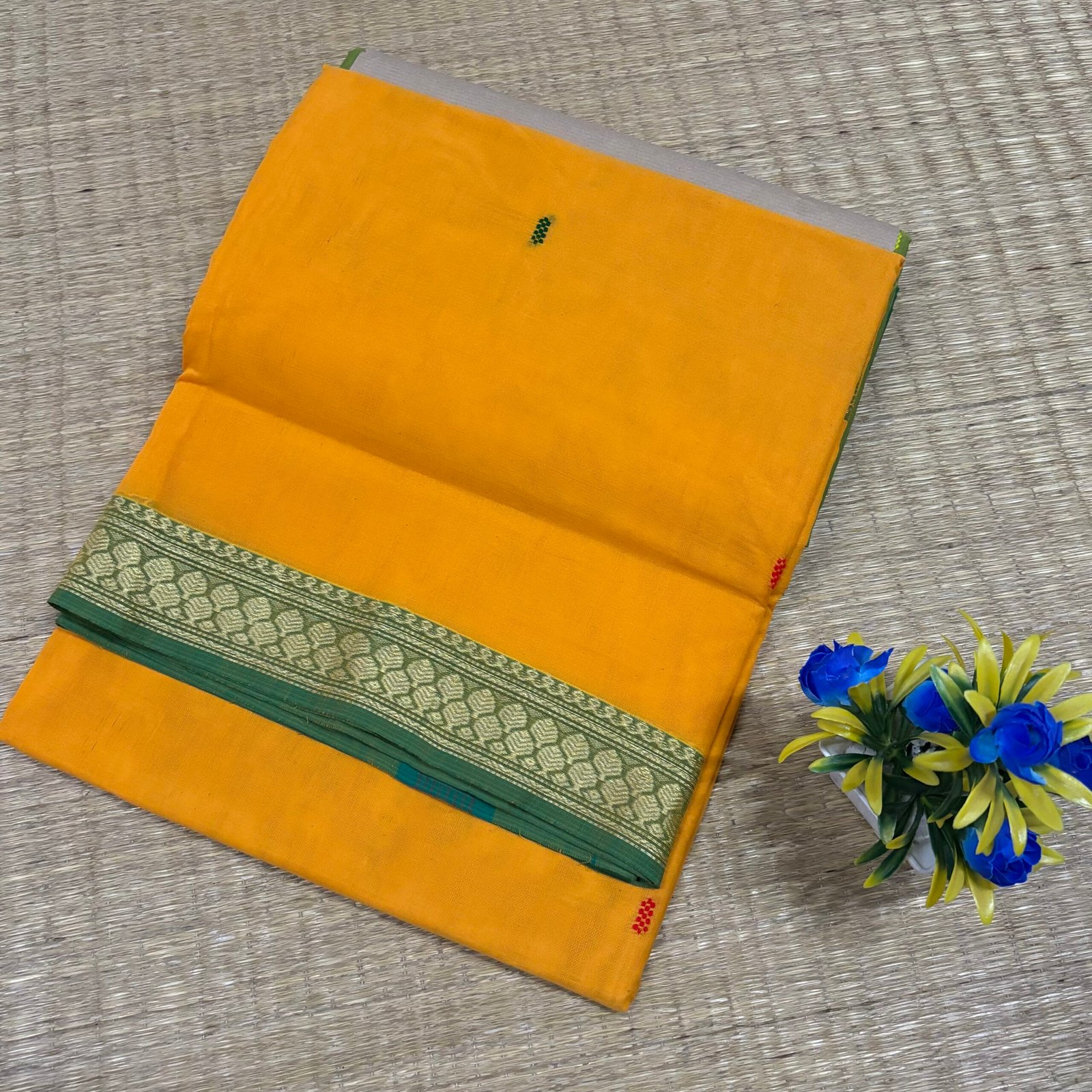Yellow paper cotton saree