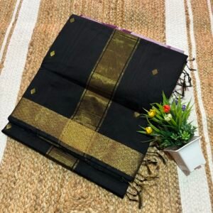 Nayanthara Inspired pattern Black colour Maheshwari saree