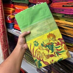 Pen kalamkari pattern Maheshwari cotton saree