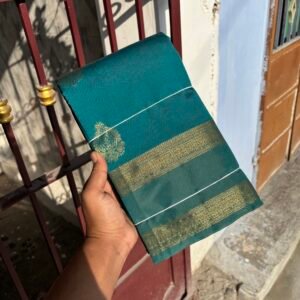 Peacock Colour Semi silk Saree