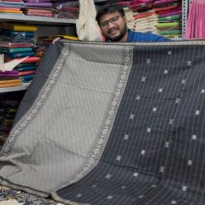 Kota checked cotton saree - Black