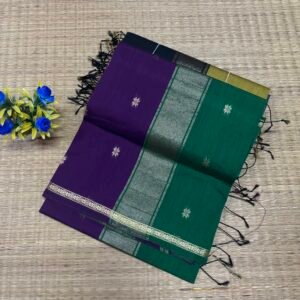 Purple with BGreen colour Maheshwari silk cotton saree