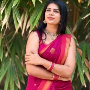 Rani pink Colour Semi silk Saree