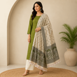 Mint green Raw silk