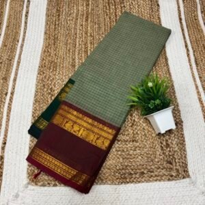 Chettinad korvai cotton saree Pista