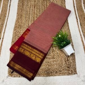 Chettinad korvai cotton saree - Pink