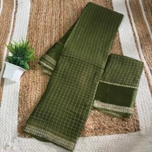 Viscose georgette saree - Mint green