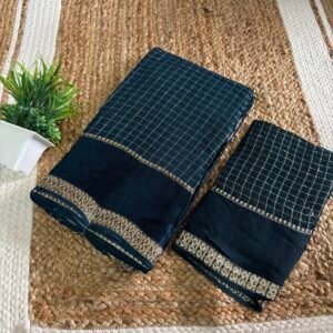 Viscose georgette saree - Navy shade