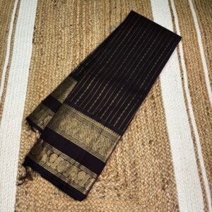 Kanchi cotton saree - Black - Vaira oosi
