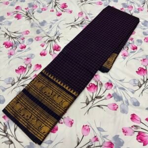 Narayanpet cotton saree - Violet - Kanchi Style Border